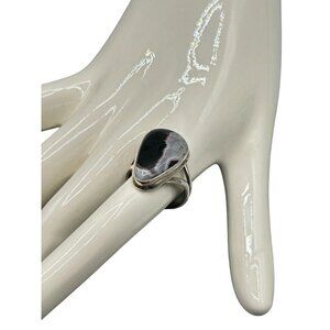 Banded Agate Sterling Silver Ring Size 6.5 Natural Stone Silver 925